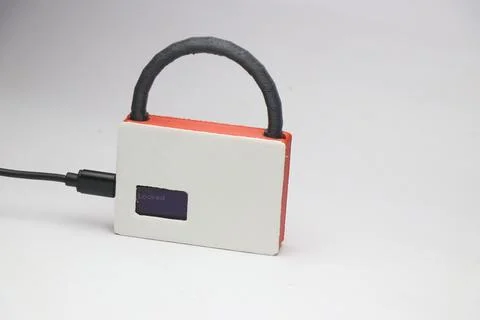 USB powered lock made with 3d printed parts and an OLED module Stock Photos