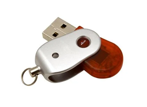 USB red and silver pendrive Stock Photos