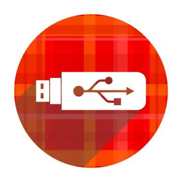 Usb red flat icon isolated. Stock Illustration