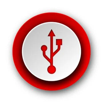 Usb red modern web icon on white background. Stock Illustration