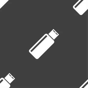 Usb sign icon. flash drive stick symbol. Seamless pattern on a gray background. Stockillustratie