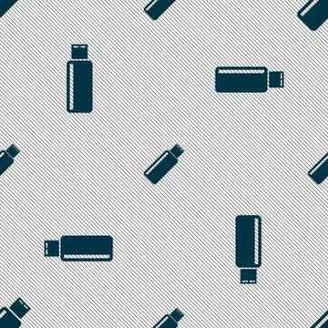 Usb sign icon. flash drive stick symbol. Seamless pattern with geometric texture Stock Illustration