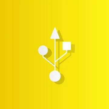 Usb sign white icon with shadow Stock Illustration
