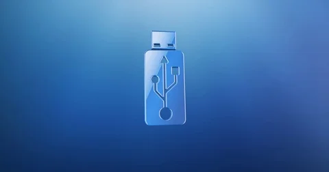 USB Stick Blue 3d Icon Stock Footage 69805645