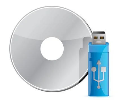 Usb stick on cd stack Stockillustratie