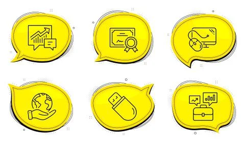 Usb stick, Computer mouse and Business portfolio icons set. Accounting sign Stock-Illustration