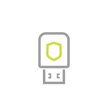 Usb stick, data protection, security key vector icon on white Stock Illustration