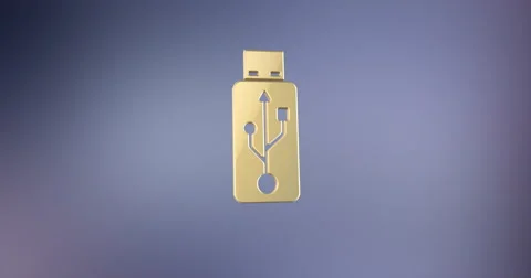 USB Stick Gold  3d Icon Stock Footage 67209595