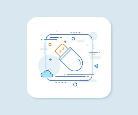 Usb stick line icon. Computer memory component sign. Data storage. Vector イラスト素材
