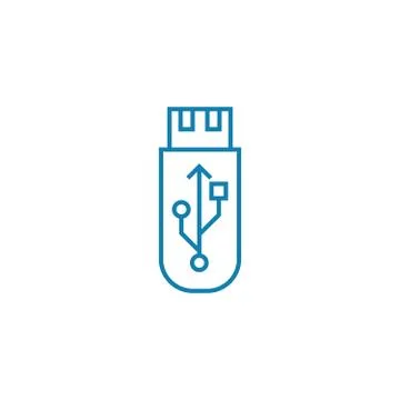 Usb stick linear icon concept. Usb stick line vector sign, symbol, illustration. Stock Illustration
