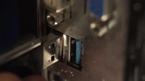 USB stick is plugged into a USB port Video stock 172226039