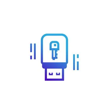 Usb stick security key icon Stock Illustration