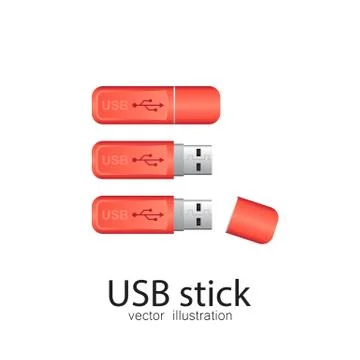 USB stick vector illustration isolated on white background. Illustrazione stock