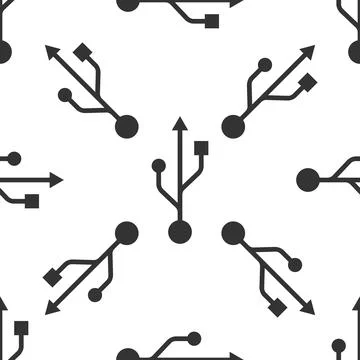 USB symbol icon pattern on white background. Vector Illustration Stock Illustration