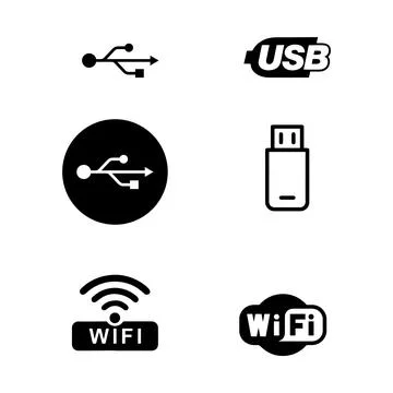Usb technology icons Illustrazione stock
