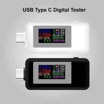 USB Tester, Current Voltage Meter Timing Ammeter Digital Monitor Cut off Power I Stock Illustration