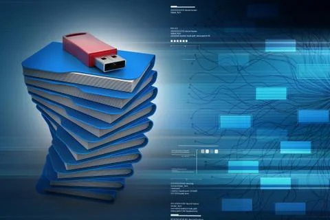 Usb on the top of file folder Illustrazione stock