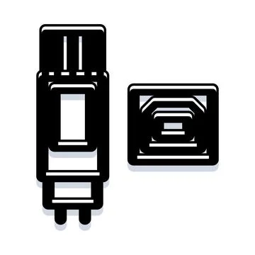 Usb type b plug connecting to port icon Stock Illustration