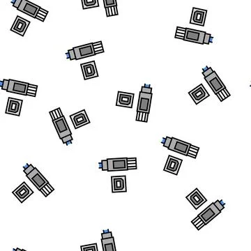 Usb type b vector seamless pattern Illustrazione stock