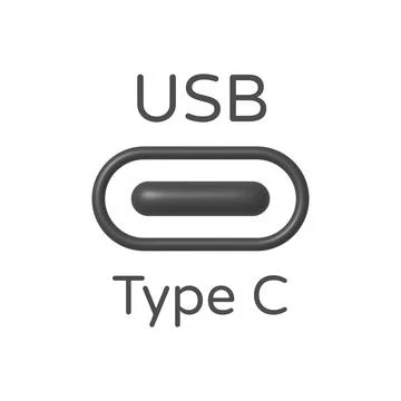 Usb type c in 3d style on white background. Design element. Vector graphic Stock Illustration