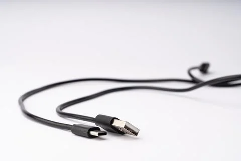 USB Type-C and Type-A Cable Connectors Closeup Stock-Fotos