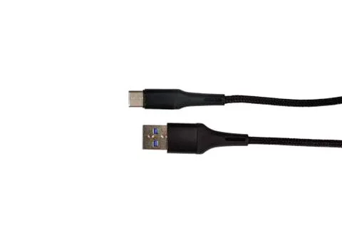 USB Type C and USB 3.0 closeup on white background, macro Stock Photos