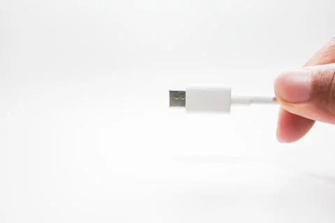 USB type-C cable connector on a white background. Stock Photos