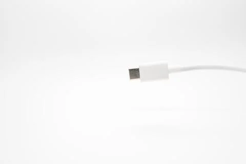 USB type-C cable connector on a white background. Stock Photos