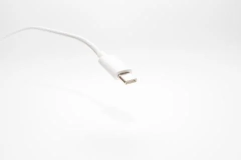 USB type-C cable connector on a white background. Stock Photos