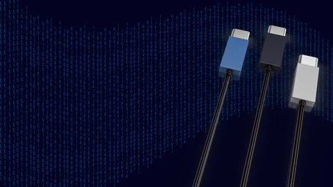 The usb Type c cable for technology concept 3d rendering. Stock Illustration