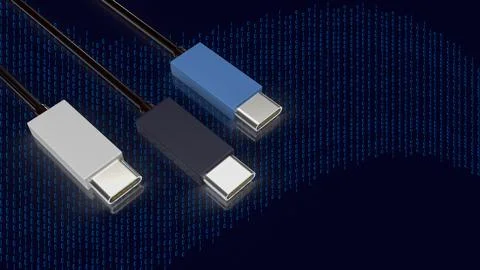 The usb Type c cable for technology concept 3d rendering. Stock Illustration