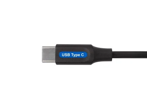 USB Type C cable, Type-C connector cable on white background Stock Photos