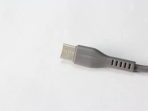 Usb type c charger plug on white background Stock Photos