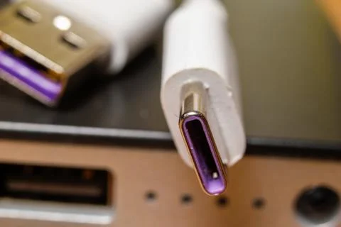 USB type C charging and data cable Stock Photos