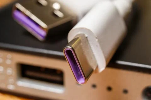 USB type C charging and data cable Stock Photos