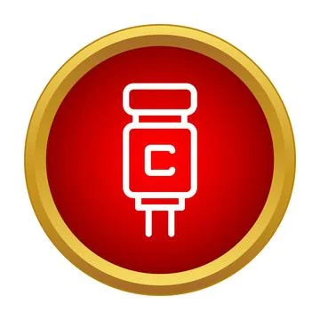Usb type c charging port icon on red background Stock Illustration