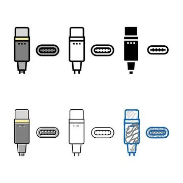 Usb type c color icon clean vector Stock Illustration