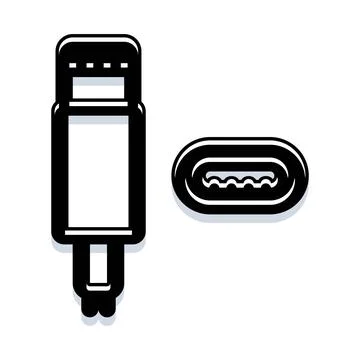 Usb type c connector and port icon design Stock Illustration