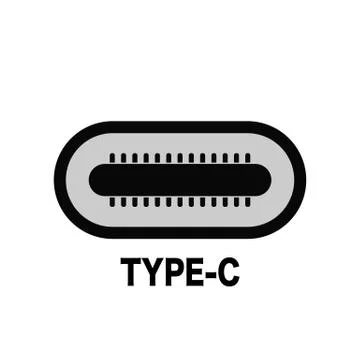 USB Type-C connector cable icon for apps and websites Stock Illustration