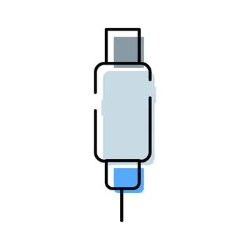Usb type c connector line art technology icon Stock Illustration
