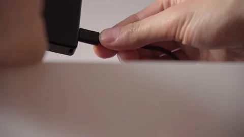 USB type C connector system or connection interface. Transfer information or Stock Footage 189430773