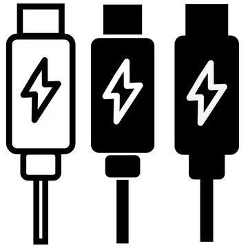 USB type c icon. USB type c outline. Type c cable sign. Stock Illustration