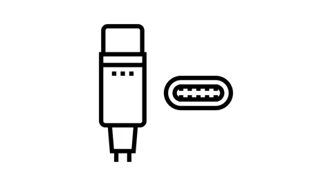 Usb type c line icon animation Stock Footage 224243869