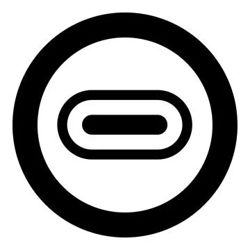 USB type C thunderbolt interface lightning port socket connector icon in ci.. Stock Illustration