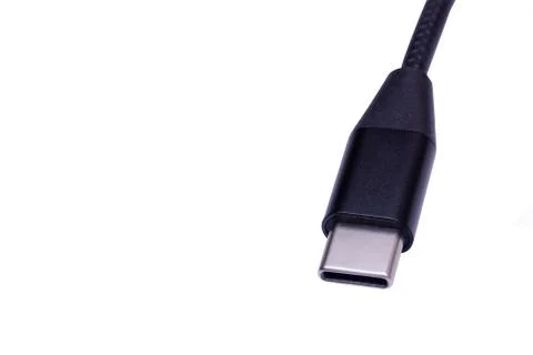 USB Type C, USB-C isolated on white background with clipping path Stock Photos