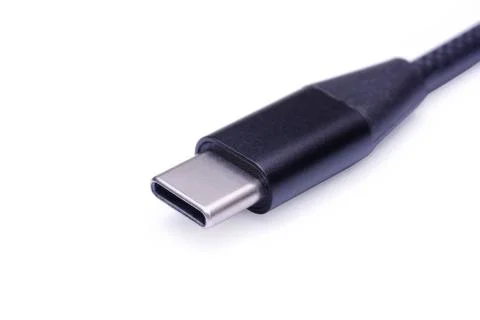 USB Type C, USB-C isolated on white background with clipping path Stock Photos