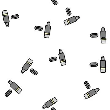 Usb type c vector seamless pattern Stock Illustration