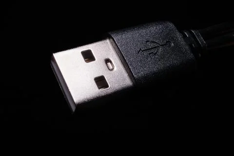 USB Type-A Cable Plug Macro Electronics Technology Close-Up Foto stock