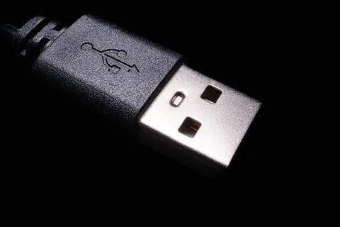 USB Type-A Cable Plug Macro Electronics Technology Close-Up Foto stock