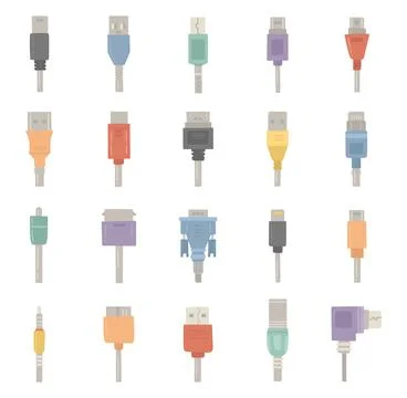 Usb type connector set in scandinavian style Stock Illustration